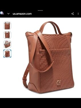 Cole Haan Woven Convertible Leather Tote in Brown